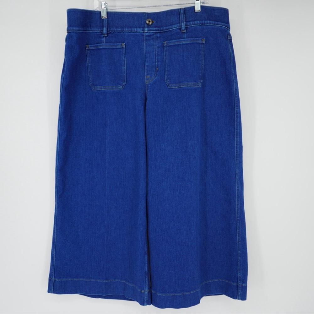 SPANX Shape Everywear Cropped Wide Leg Jeans Washed blue 3X 3T pockets NEW